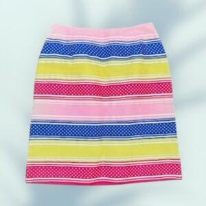 J. McLaughlin Pink, Blue, and Yellow Striped Pencil Skirt